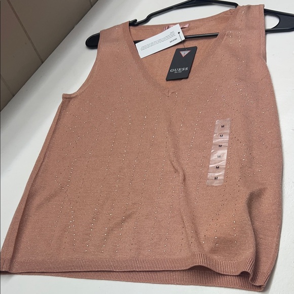 GUESS Women's Peach Tank Top with Studded Detail - Picture 1 of 2